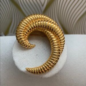 Monet Gold-Tone Textured Spiral Brooch